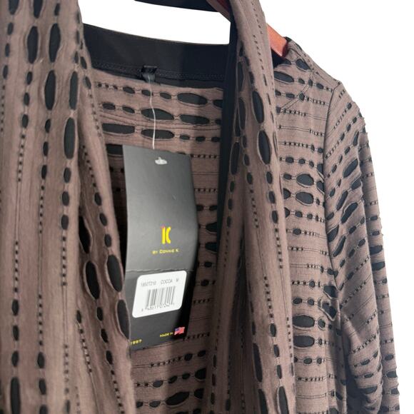 NEW NWT IC by Connie K Medium Brown Black Wearable Art to Wear Blouse Shirt Top - Picture 2 of 7